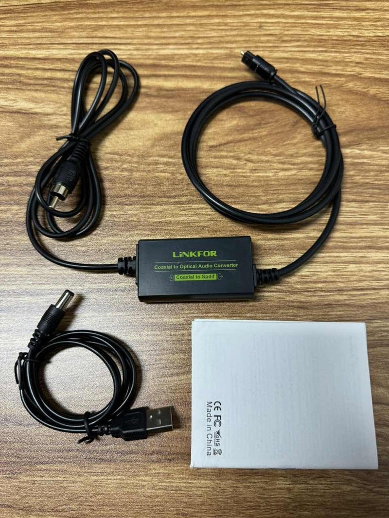 LiNKFOR 192kHz Coaxial to Optical Converter 6.6FT Coaxial to Optical SPDIF Toslink Converter with Built-in 3.3FT Toslink and 3.3FT Cable for Older TV DVD Soundbar Amplifier - Image 2